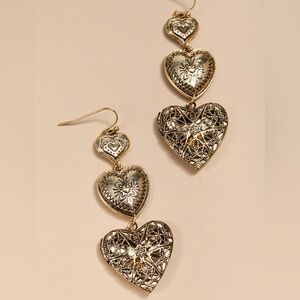 Francesca's Gold Heart Drop Earrings